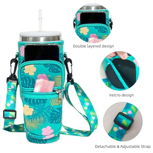 HASTHIP® Bottle Carrier Bag for Stanley Tumbler, Fashion Print Water Bottle Sling Bag with Phone Pocket, Neoprene Water Bottle Holder Pouch with Detachable Shoulder Strap HASTHIP® Bottle Carrier Bag for Stanley Tumbler, Fashion Print Water Bottle Sling Bag with Phone Pocket, Neoprene Water Bottle Holder Pouch with Detachable Shoulder Strap